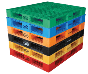 plastic pallets stacked
