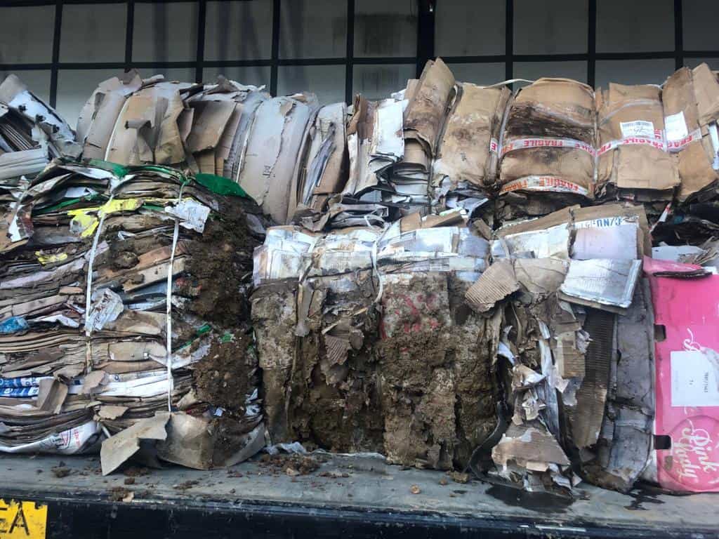 Weathered cardboard bales